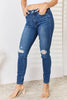 Full Size Mid Waist Distressed Slim Jeans